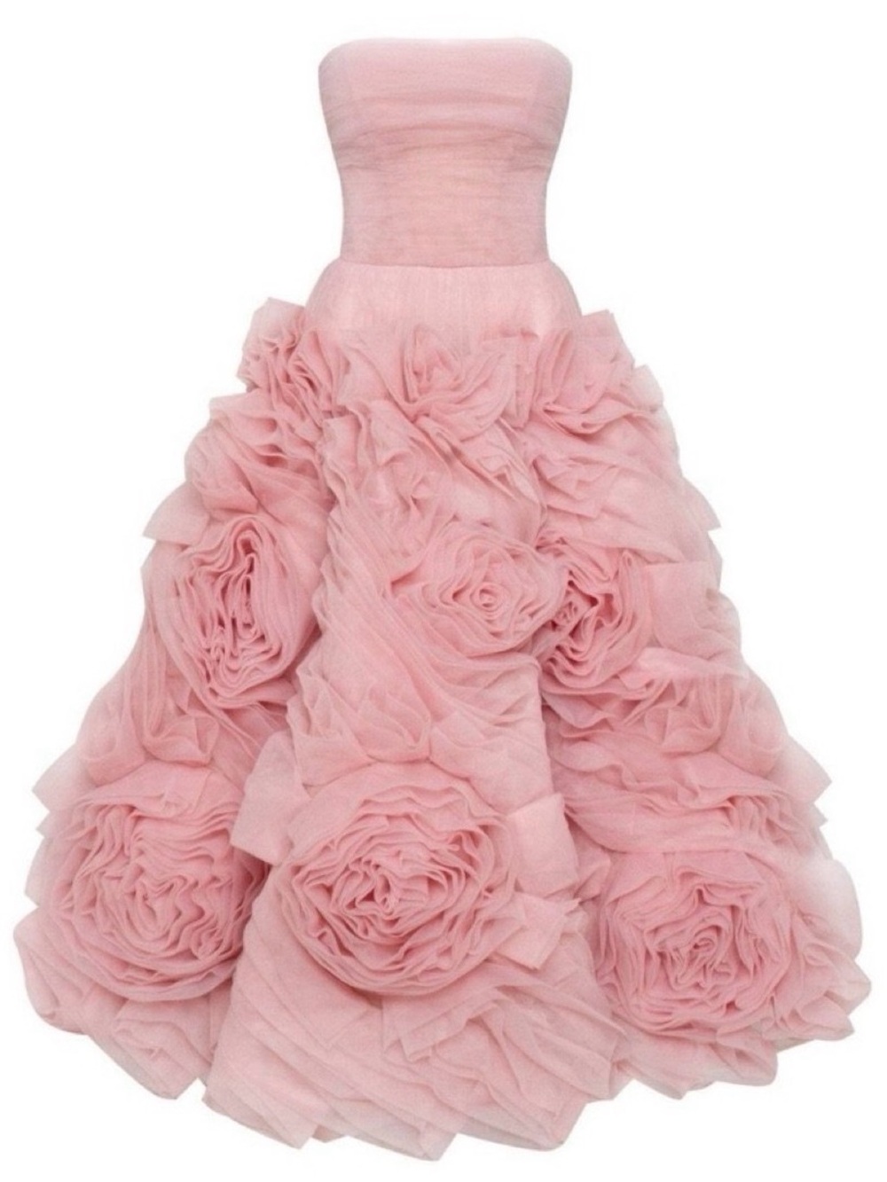 Strapless Pink Tulle Evening Gown